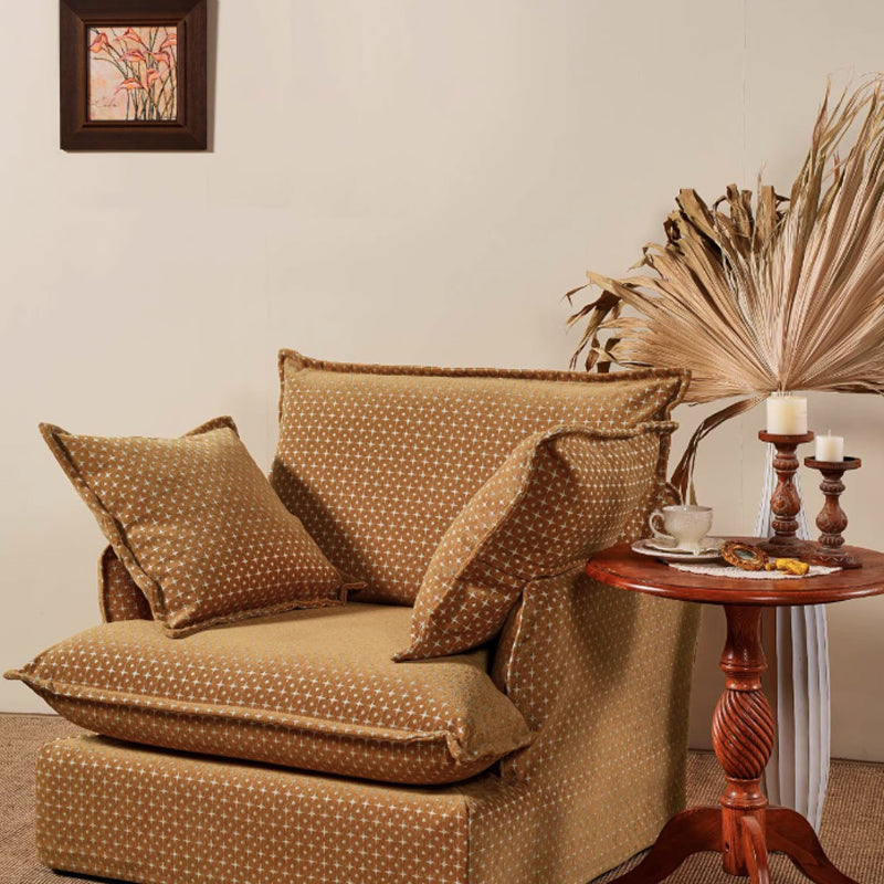 Starlight Pattern Swivel Birch Wood Accent Chair – French Retro Lounge Sofa for Living Room or Study Lumendat