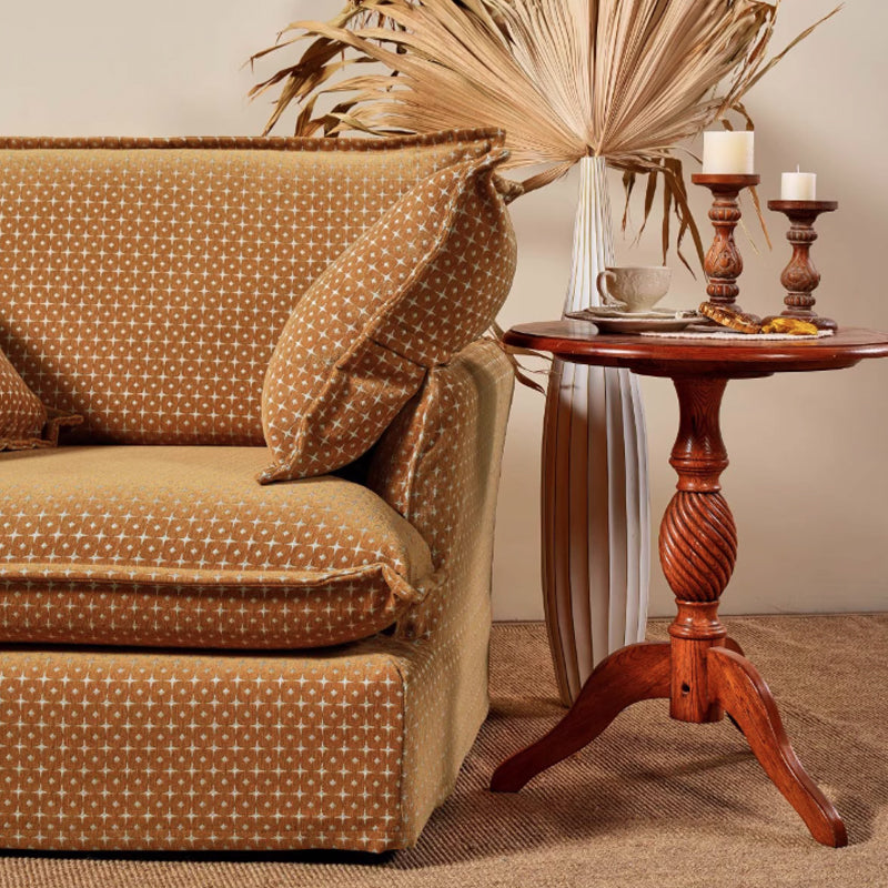 Starlight Pattern Swivel Birch Wood Accent Chair – French Retro Lounge Sofa for Living Room or Study Lumendat