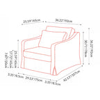 Golden Stripe Pattern Cotton Linen Birch Wood Accent Chair - Minimalist Retro Lounge Chair for Living Room Lumendat