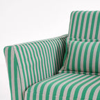 Green & White Stripe Pattern Birch Wood Accent Chair – Scandinavian Lounge Chair for Living Room or Study Lumendat