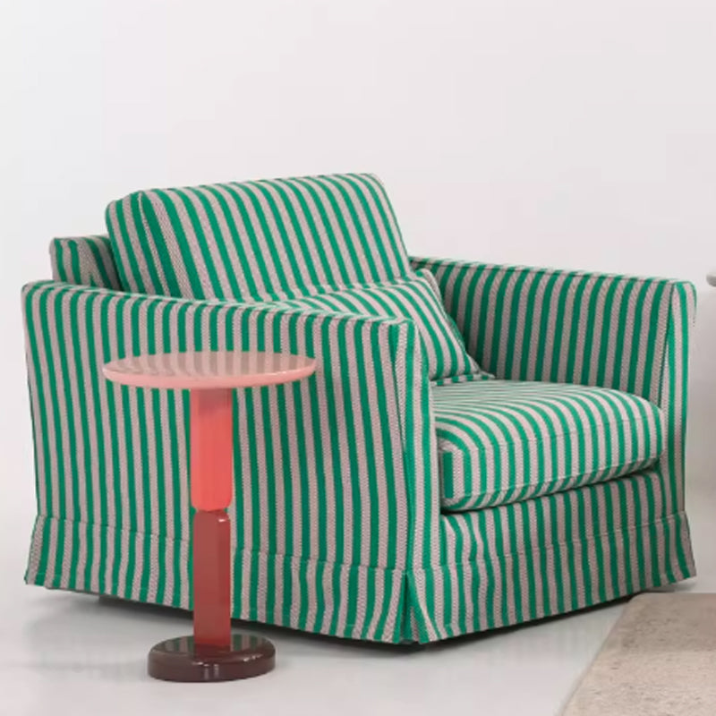 Green & White Stripe Pattern Birch Wood Accent Chair – Scandinavian Lounge Chair for Living Room or Study Lumendat