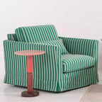 Green & White Stripe Pattern Birch Wood Accent Chair – Scandinavian Lounge Chair for Living Room or Study Lumendat