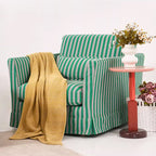 Green & White Stripe Pattern Birch Wood Accent Chair – Scandinavian Lounge Chair for Living Room or Study Lumendat