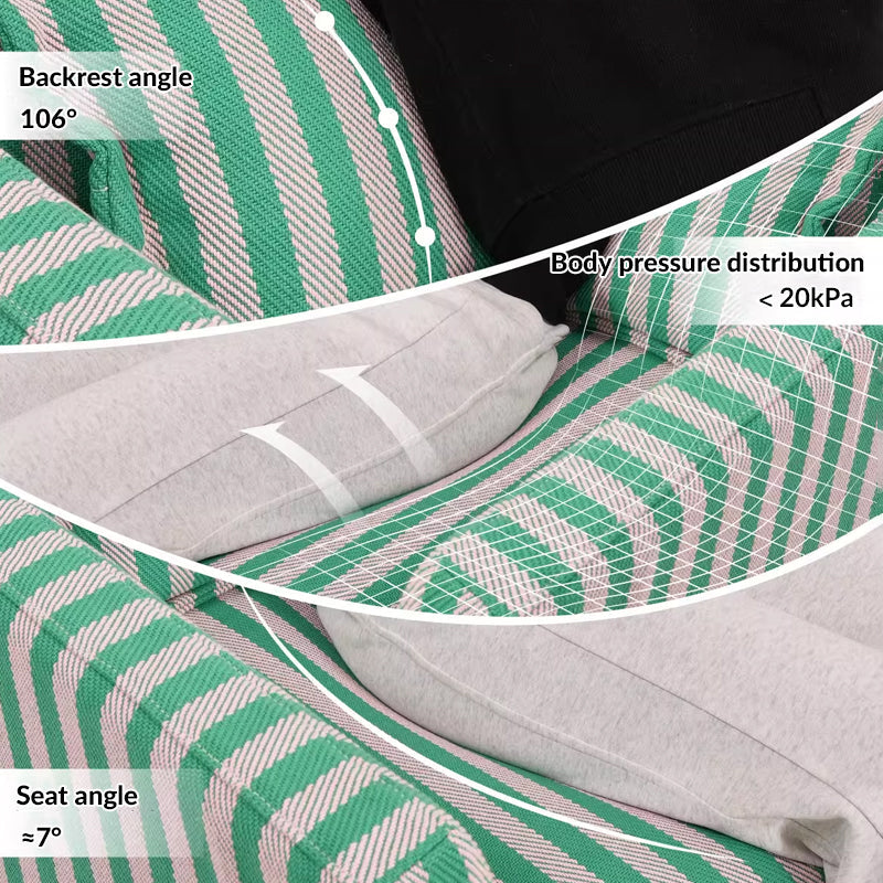 Green & White Stripe Pattern Birch Wood Accent Chair – Scandinavian Lounge Chair for Living Room or Study Lumendat