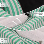 Green & White Stripe Pattern Birch Wood Accent Chair – Scandinavian Lounge Chair for Living Room or Study Lumendat
