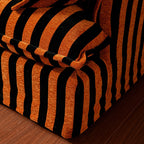 Bold Black & Orange Stripe Pattern Swivel Birch Wood Accent Chair - French Lounge Chair for Living Room Lumendat
