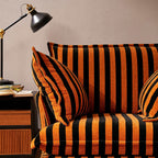 Bold Black & Orange Stripe Pattern Swivel Birch Wood Accent Chair - French Lounge Chair for Living Room Lumendat