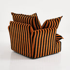 Bold Black & Orange Stripe Pattern Swivel Birch Wood Accent Chair - French Lounge Chair for Living Room Lumendat