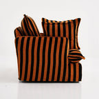 Bold Black & Orange Stripe Pattern Swivel Birch Wood Accent Chair - French Lounge Chair for Living Room Lumendat