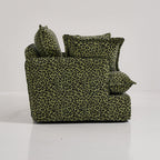 Green Leopard Print Swivel Birch Wood Accent Chair - Vintage Oriental Sofa for Living Room Lumendat