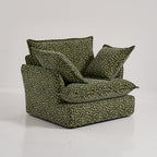 Green Leopard Print Swivel Birch Wood Accent Chair - Vintage Oriental Sofa for Living Room Lumendat