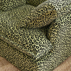 Green Leopard Print Swivel Birch Wood Accent Chair - Vintage Oriental Sofa for Living Room Lumendat
