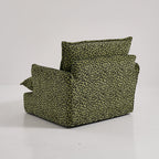 Green Leopard Print Swivel Birch Wood Accent Chair - Vintage Oriental Sofa for Living Room Lumendat