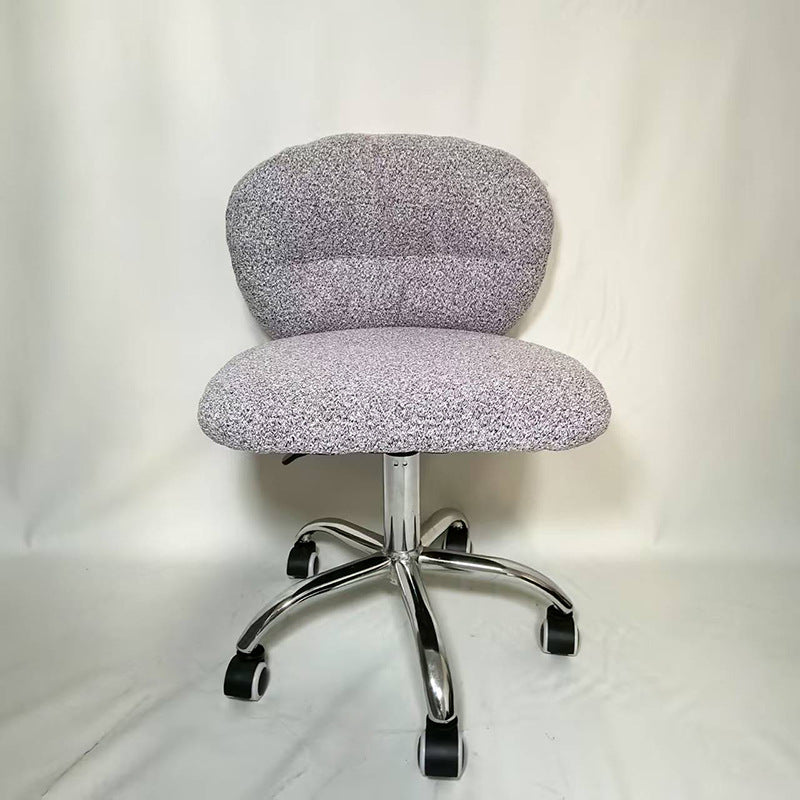 Modern Minimalist Cotton Velvet Wood Stainless Steel Rounded Desk Chair With Backrest For Home Office