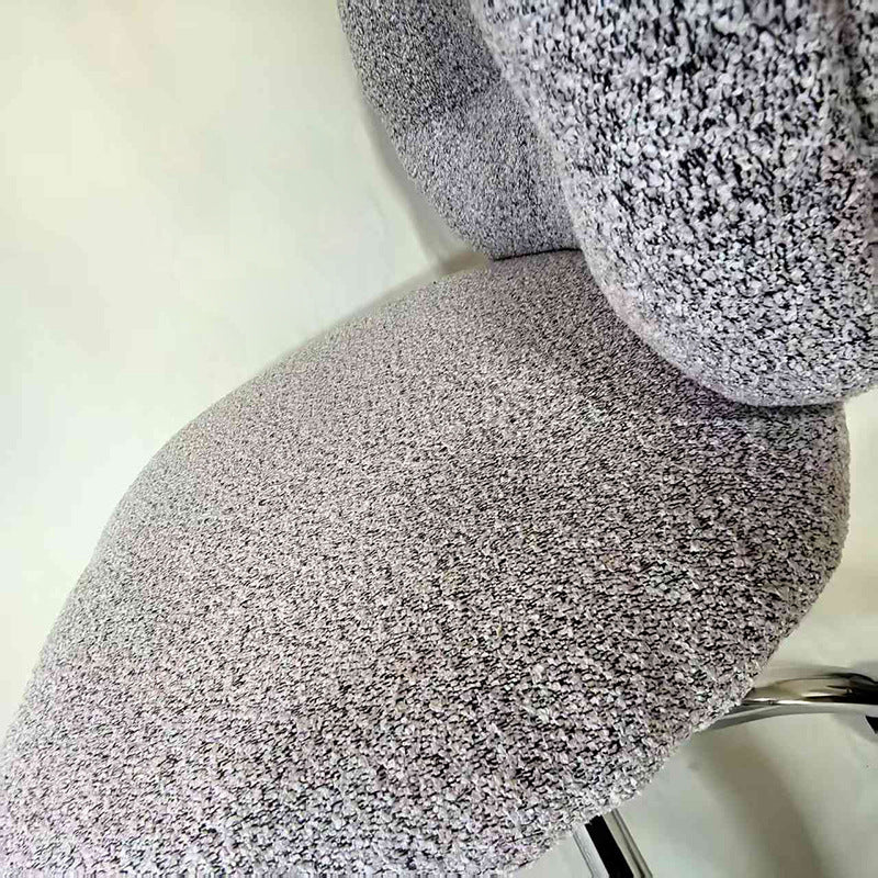 Modern Minimalist Cotton Velvet Wood Stainless Steel Rounded Desk Chair With Backrest For Home Office