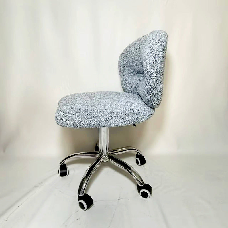Modern Minimalist Cotton Velvet Wood Stainless Steel Rounded Desk Chair With Backrest For Home Office
