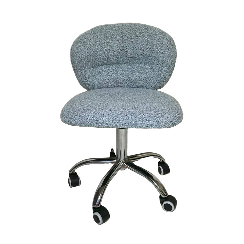 Modern Minimalist Cotton Velvet Wood Stainless Steel Rounded Desk Chair With Backrest For Home Office