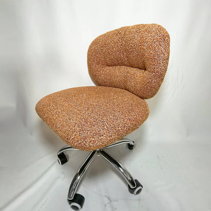 Modern Minimalist Cotton Velvet Wood Stainless Steel Rounded Desk Chair With Backrest For Home Office
