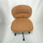 Modern Minimalist Cotton Velvet Wood Stainless Steel Rounded Desk Chair With Backrest For Home Office DFM-F