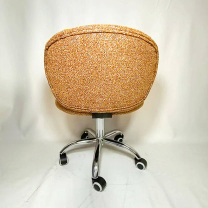Modern Minimalist Cotton Velvet Wood Stainless Steel Rounded Desk Chair With Backrest For Home Office