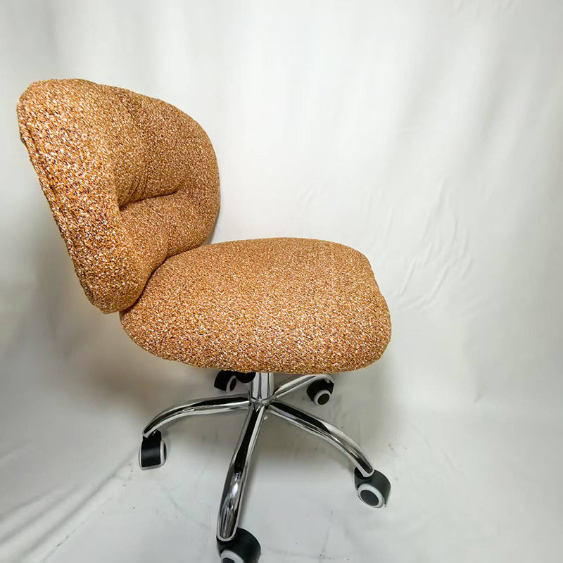 Modern Minimalist Cotton Velvet Wood Stainless Steel Rounded Desk Chair With Backrest For Home Office