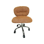 Modern Minimalist Cotton Velvet Wood Stainless Steel Rounded Desk Chair With Backrest For Home Office DFM-F