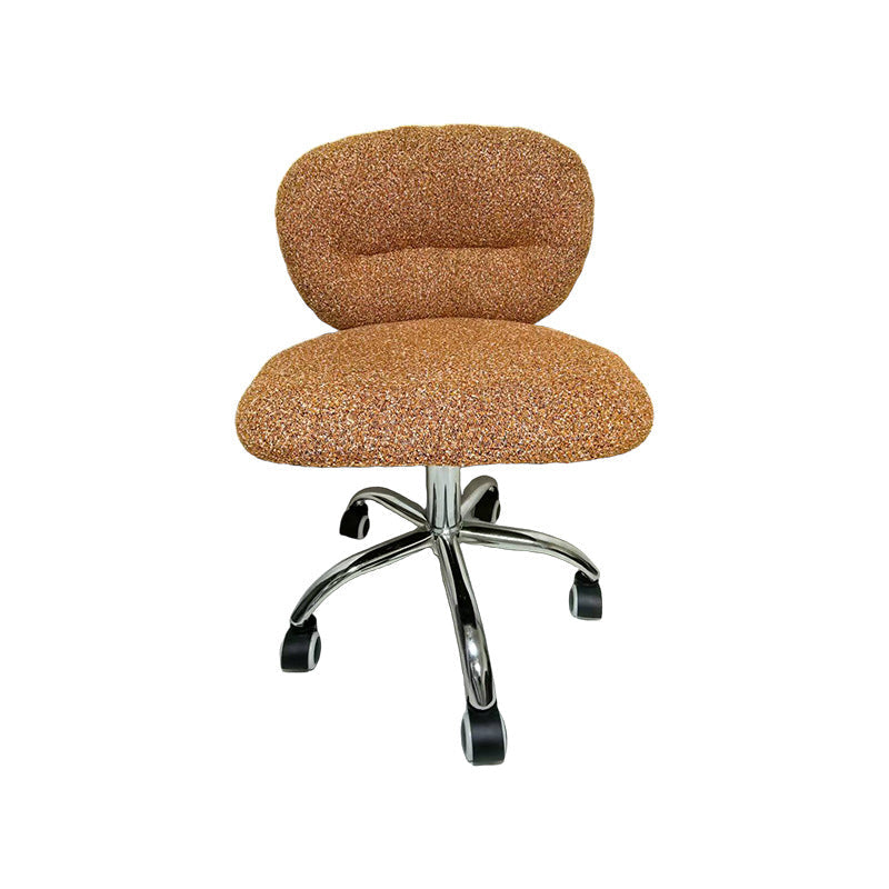 Modern Minimalist Cotton Velvet Wood Stainless Steel Rounded Desk Chair With Backrest For Home Office