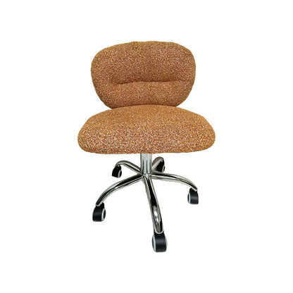 Modern Minimalist Cotton Velvet Wood Stainless Steel Rounded Desk Chair With Backrest For Home Office