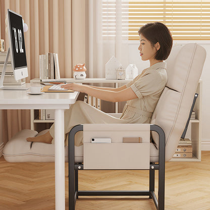 Contemporary Scandinavian Tech Fabric Metal Rounded Rectangular Accent Chair With Armrest And Backrest For Home Office