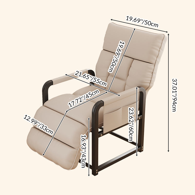 Contemporary Scandinavian Tech Fabric Metal Rounded Rectangular Accent Chair With Armrest And Backrest For Home Office DFM-F