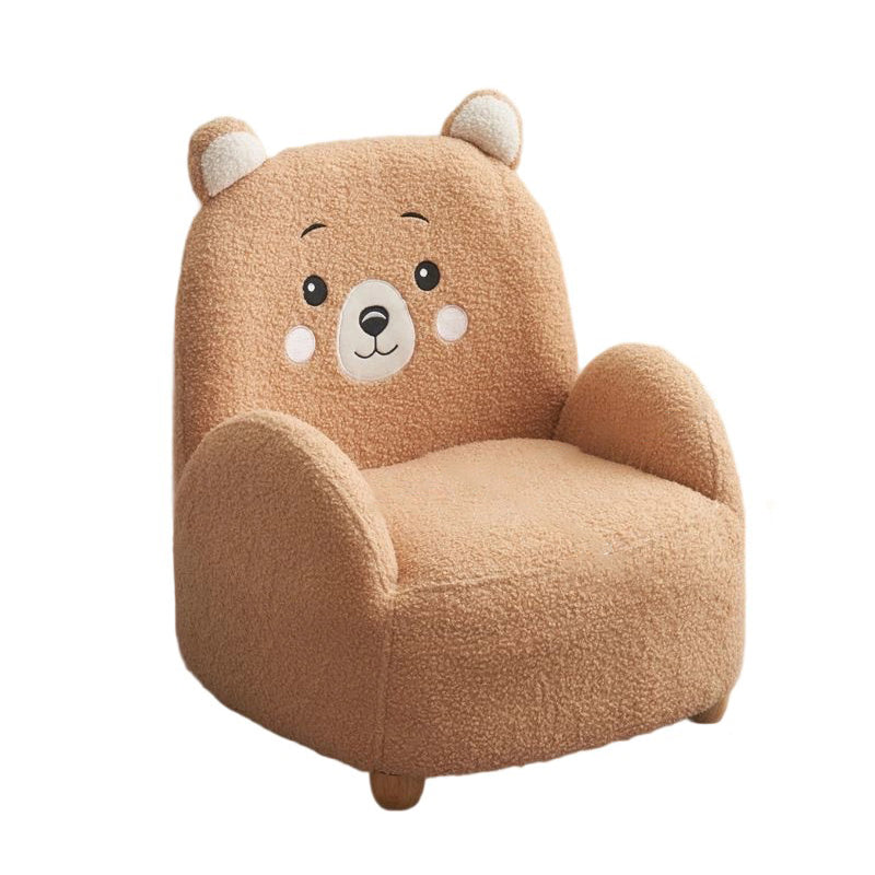 Lumendat Modern Art Deco Lambswool Solid Wood Cartoon Animal Rounded Square Accent Chair With Backrest Armrests For Living Room Lumendat