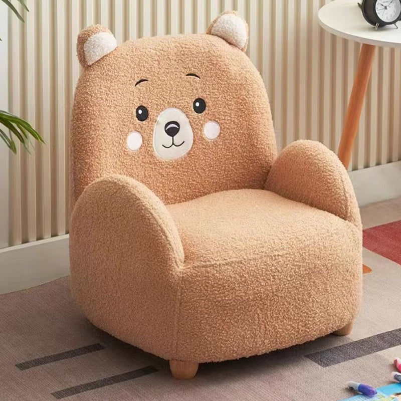 Lumendat Modern Art Deco Lambswool Solid Wood Cartoon Animal Rounded Square Accent Chair With Backrest Armrests For Living Room Lumendat