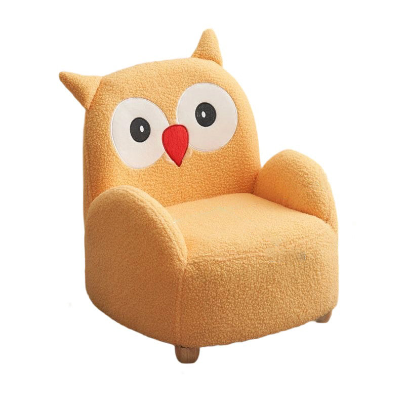 Lumendat Modern Art Deco Lambswool Solid Wood Cartoon Animal Rounded Square Accent Chair With Backrest Armrests For Living Room Lumendat