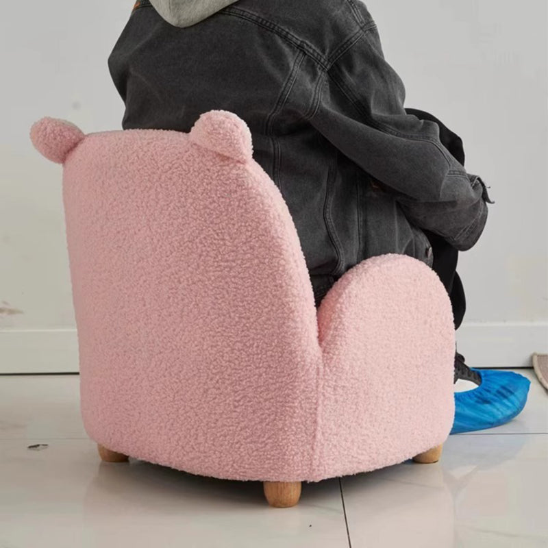Lumendat Modern Art Deco Lambswool Solid Wood Cartoon Animal Rounded Square Accent Chair With Backrest Armrests For Living Room Lumendat
