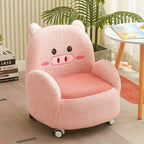 Lumendat Modern Art Deco Lambswool Solid Wood Cartoon Animal Rounded Square Accent Chair With Backrest Armrests For Living Room Lumendat