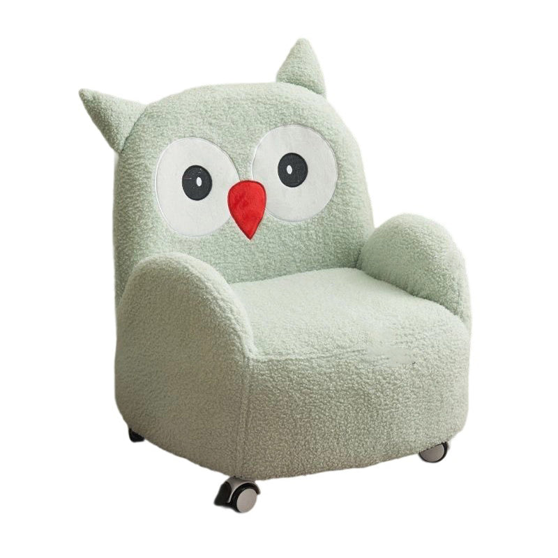 Lumendat Modern Art Deco Lambswool Solid Wood Cartoon Animal Rounded Square Accent Chair With Backrest Armrests For Living Room Lumendat