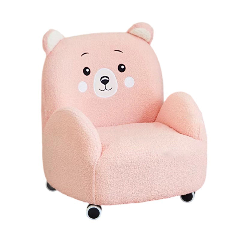 Lumendat Modern Art Deco Lambswool Solid Wood Cartoon Animal Rounded Square Accent Chair With Backrest Armrests For Living Room Lumendat