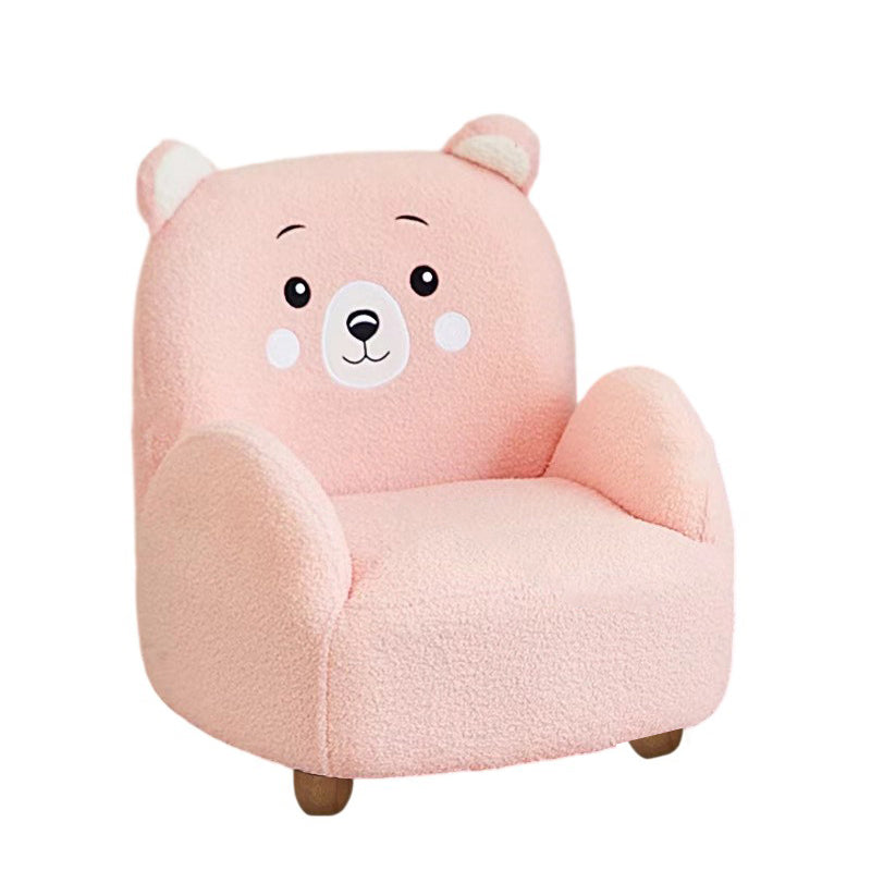 Lumendat Modern Art Deco Lambswool Solid Wood Cartoon Animal Rounded Square Accent Chair With Backrest Armrests For Living Room Lumendat