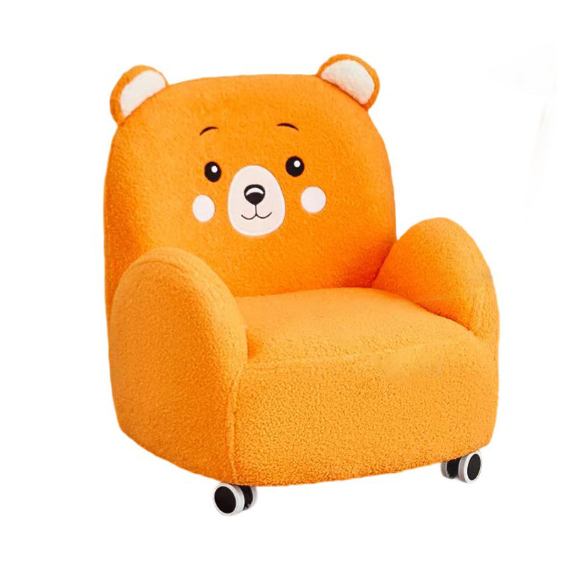 Lumendat Modern Art Deco Lambswool Solid Wood Cartoon Animal Rounded Square Accent Chair With Backrest Armrests For Living Room Lumendat