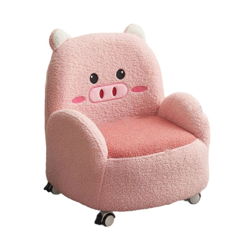 Lumendat Modern Art Deco Lambswool Solid Wood Cartoon Animal Rounded Square Accent Chair With Backrest Armrests For Living Room Lumendat