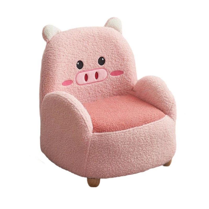 Lumendat Modern Art Deco Lambswool Solid Wood Cartoon Animal Rounded Square Accent Chair With Backrest Armrests For Living Room Lumendat