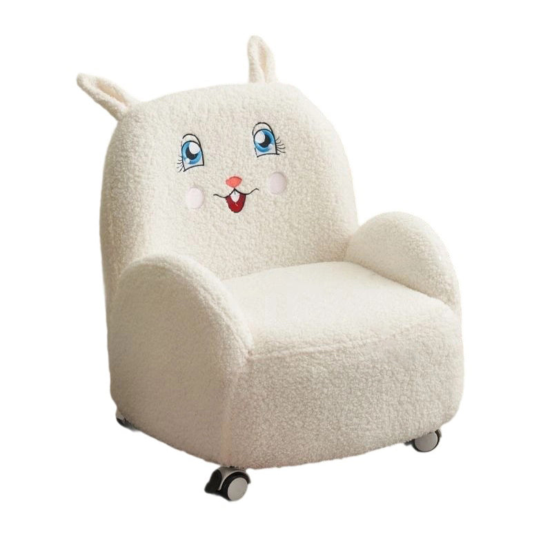 Lumendat Modern Art Deco Lambswool Solid Wood Cartoon Animal Rounded Square Accent Chair With Backrest Armrests For Living Room Lumendat
