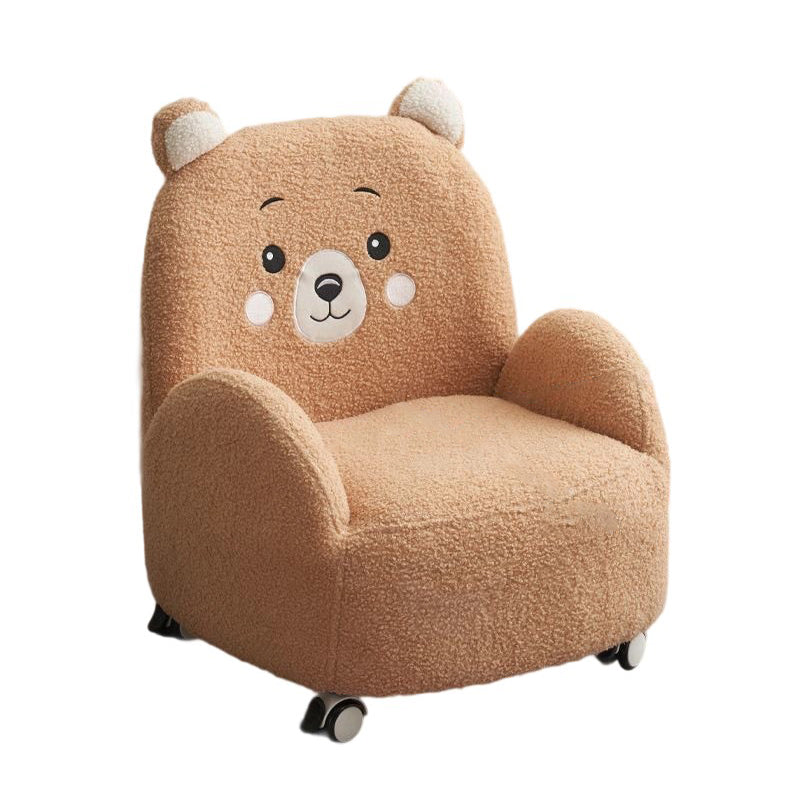 Lumendat Modern Art Deco Lambswool Solid Wood Cartoon Animal Rounded Square Accent Chair With Backrest Armrests For Living Room Lumendat