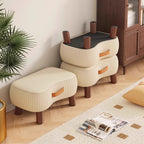 Lumendat Contemporary Scandinavian Tech Fabric Solid Wood Soap-Shaped Cylinder Low Stool For Living Room Lumendat