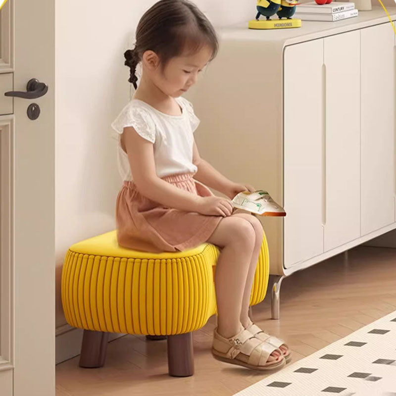 Lumendat Contemporary Scandinavian Tech Fabric Solid Wood Soap-Shaped Cylinder Low Stool For Living Room Lumendat