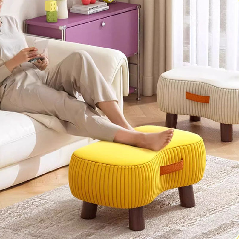 Lumendat Contemporary Scandinavian Tech Fabric Solid Wood Soap-Shaped Cylinder Low Stool For Living Room Lumendat