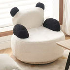Lumendat Modern Art Deco Lambswool Solid Wood Bear Round Accent Chair With Armrests For Living Room Lumendat