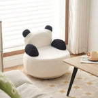 Lumendat Modern Art Deco Lambswool Solid Wood Bear Round Accent Chair With Armrests For Living Room Lumendat