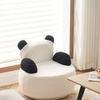 Lumendat Modern Art Deco Lambswool Solid Wood Bear Round Accent Chair With Armrests For Living Room Lumendat