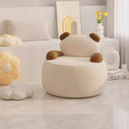 Lumendat Modern Art Deco Lambswool Solid Wood Bear Round Accent Chair With Armrests For Living Room Lumendat